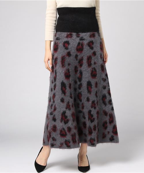 Velvet BY NOISE MAKER（ベルベッドバイノイズメーカー）の「モヘアジャガード2wayロングスカート（スカート・レディース・チャコールグレー/キャメル・FREE）」の9枚目の写真