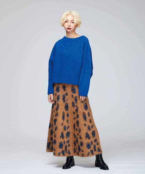 Velvet BY NOISE MAKER（ベルベッドバイノイズメーカー）の「モヘアジャガード2wayロングスカート（スカート・レディース・チャコールグレー/キャメル・FREE）」の10枚目の写真