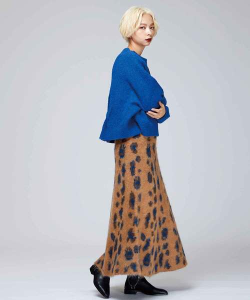 Velvet BY NOISE MAKER（ベルベッドバイノイズメーカー）の「モヘアジャガード2wayロングスカート（スカート・レディース・チャコールグレー/キャメル・FREE）」の11枚目の写真