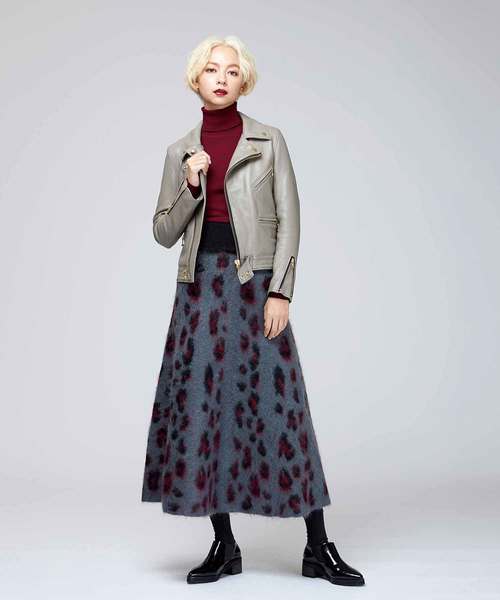 Velvet BY NOISE MAKER（ベルベッドバイノイズメーカー）の「モヘアジャガード2wayロングスカート（スカート・レディース・チャコールグレー/キャメル・FREE）」の14枚目の写真