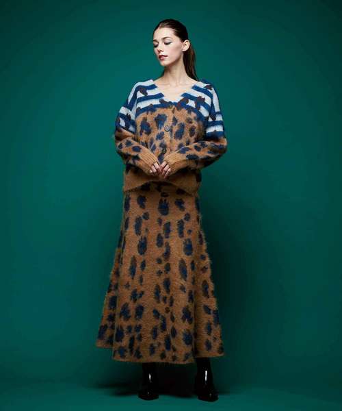 Velvet BY NOISE MAKER（ベルベッドバイノイズメーカー）の「モヘアジャガード2wayロングスカート（スカート・レディース・チャコールグレー/キャメル・FREE）」の15枚目の写真