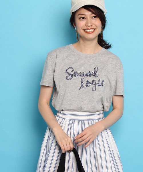The Shop Tk ザ ショップ ティーケー の 桜エキス配合 スパンコールロゴtシャツ Tシャツ カットソー Wear