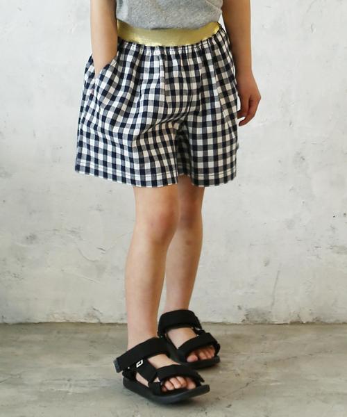 coen(コーエン)の「【coen キッズ / ジュニア】ダンガリーフレアキュロット(100~150cm)(その他パンツ・キッズ・チェック/ライトブルー・100/110/120/130/140/150)」の2枚目の写真