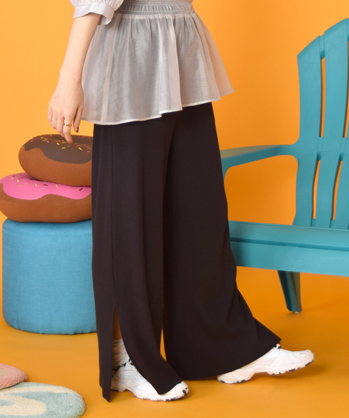 w closet（ダブルクローゼット）の「スリット入りワイドパンツ_（その他パンツ・レディース・アイボリー/グレー/スミクロ・FREE）」の3枚目の写真