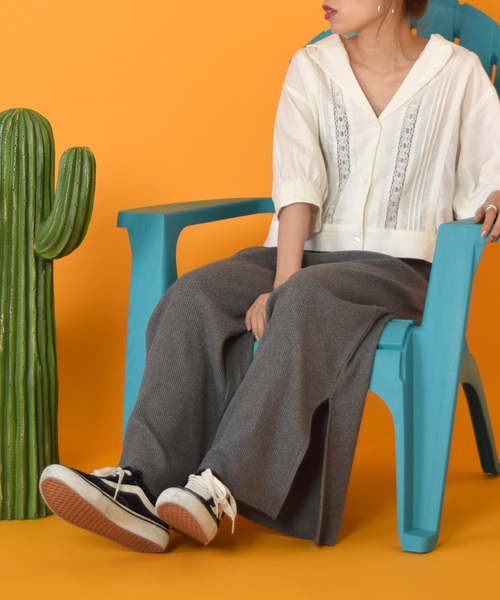 w closet（ダブルクローゼット）の「スリット入りワイドパンツ_（その他パンツ・レディース・アイボリー/グレー/スミクロ・FREE）」の12枚目の写真