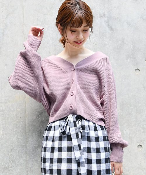 natural couture（ナチュラルクチュール）の「アイレット入りシンプルカーディガン（カーディガン/ボレロ・レディース・ブラック/パープル/ピンク/グリーン/アイボリー/キャメル・FREE）」の6枚目の写真