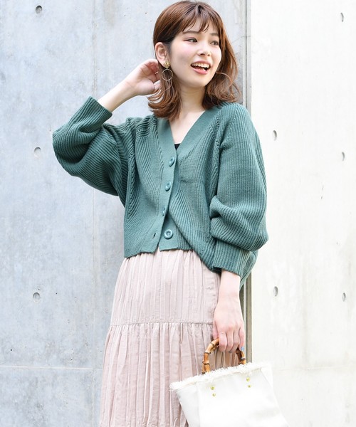 natural couture（ナチュラルクチュール）の「アイレット入りシンプルカーディガン（カーディガン/ボレロ・レディース・ブラック/パープル/ピンク/グリーン/アイボリー/キャメル・FREE）」の16枚目の写真