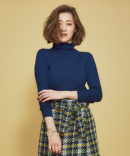 Abahouse Devinette（ドゥヴィネット）の「SUPER120sタートルハイゲージリブニット（ニット/セーター・レディース・ホワイト/ライトグレー/ブラック/ベージュ/ネイビー/ブルー/ブルー系その他・フリー）」の5枚目の写真