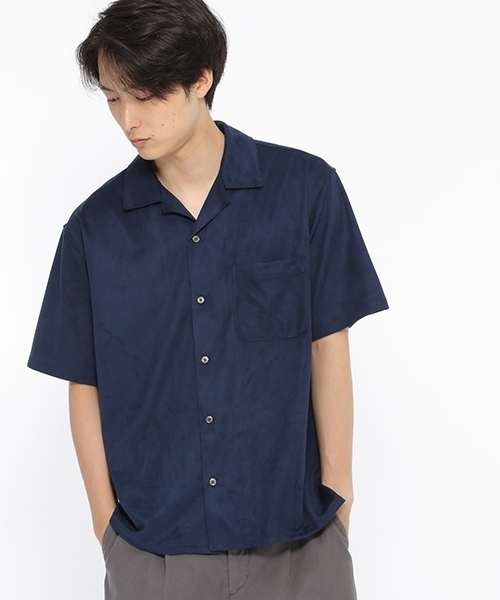 LAKOLE（ラコレ）の「フェイクスエードオープンカラーシャツ / LAKOLE（シャツ/ブラウス・メンズ・ネイビー/ブラウン/その他12・MEDIUM/LARGE）」の3枚目の写真