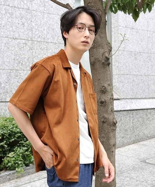 LAKOLE（ラコレ）の「フェイクスエードオープンカラーシャツ / LAKOLE（シャツ/ブラウス・メンズ・ネイビー/ブラウン/その他12・MEDIUM/LARGE）」の2枚目の写真