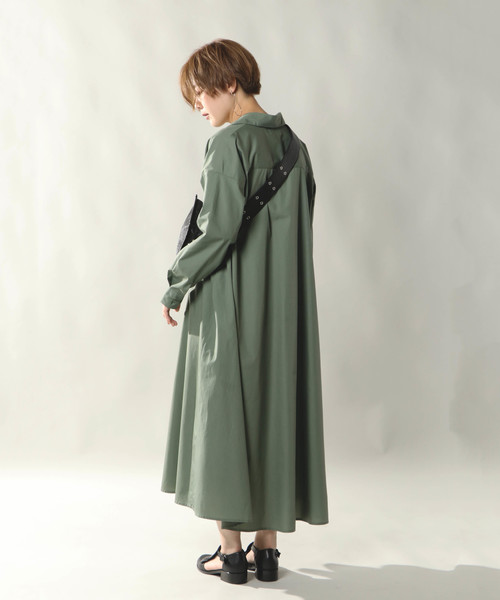 notch.（ノッチ）の「マキシシャツワンピース（シャツワンピース・レディース・オリーブ/ネイビー/ベージュ・TM/M）」の9枚目の写真