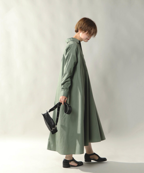 notch.（ノッチ）の「マキシシャツワンピース（シャツワンピース・レディース・オリーブ/ネイビー/ベージュ・TM/M）」の10枚目の写真