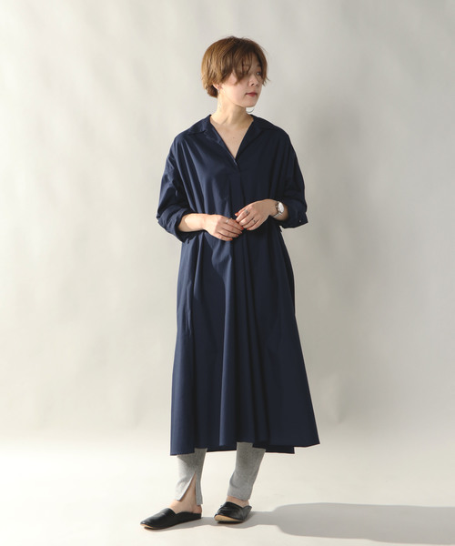 notch.（ノッチ）の「マキシシャツワンピース（シャツワンピース・レディース・オリーブ/ネイビー/ベージュ・TM/M）」の13枚目の写真