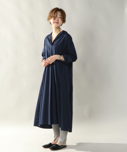 notch.（ノッチ）の「マキシシャツワンピース（シャツワンピース・レディース・オリーブ/ネイビー/ベージュ・TM/M）」の15枚目の写真