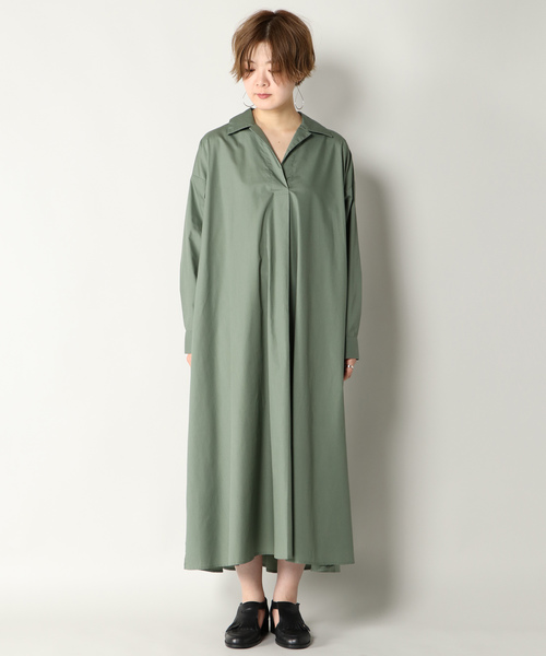notch.（ノッチ）の「マキシシャツワンピース（シャツワンピース・レディース・オリーブ/ネイビー/ベージュ・TM/M）」の17枚目の写真