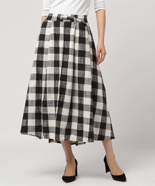 OLD BETTY'S（オールドベティーズ）の「Check Pattern Volume Skirt/チェック 柄 ボリューム ロング スカート（スカート・レディース・チャコールグレー/グリーン/ブラック・FREE）」の11枚目の写真