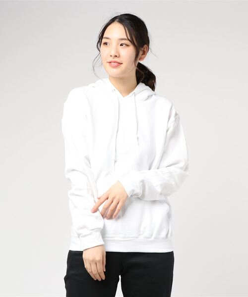 JERZEES(ジャージーズ)の「【Ir】【JERZEES】裏起毛プルパーカー(パーカー・レディース・ホワイト/ブラック/杢グレー/ネイビー/パープル/オレンジ/ベージュ/オリーブ/サックスブルー・MEDIUM/LARGE/SMALL/X-LARGE)」の2枚目の写真