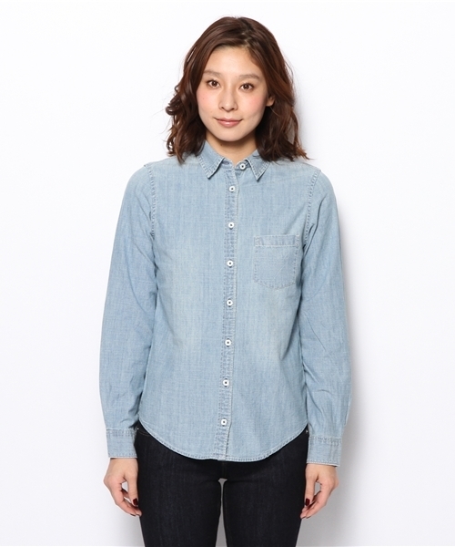 PLST（プラステ）の「ダンガリースリムシャツ（シャツ/ブラウス・レディース・インディゴブルー/スカイブルー・2/0）」の3枚目の写真