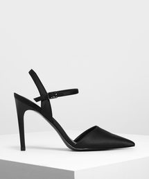 サテンアンクルストラップ カバードヒール / Satin Ankle Strap Covered Heels