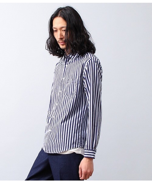ADAM ET ROPE'（アダムエロペ）の「バイオウォッシュ　ストライプシャツ（シャツ/ブラウス・メンズ・ブラック/ネイビー/ブルー系その他・MEDIUM/LARGE）」の4枚目の写真