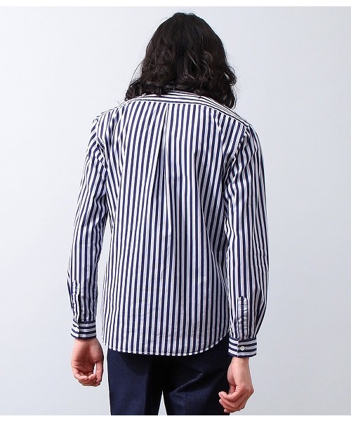ADAM ET ROPE'（アダムエロペ）の「バイオウォッシュ　ストライプシャツ（シャツ/ブラウス・メンズ・ブラック/ネイビー/ブルー系その他・MEDIUM/LARGE）」の8枚目の写真
