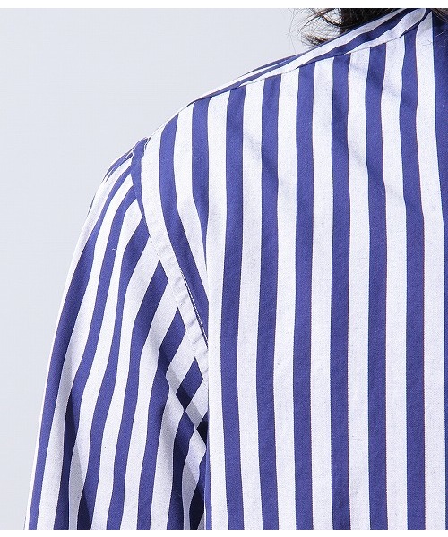 ADAM ET ROPE'（アダムエロペ）の「バイオウォッシュ　ストライプシャツ（シャツ/ブラウス・メンズ・ブラック/ネイビー/ブルー系その他・MEDIUM/LARGE）」の10枚目の写真