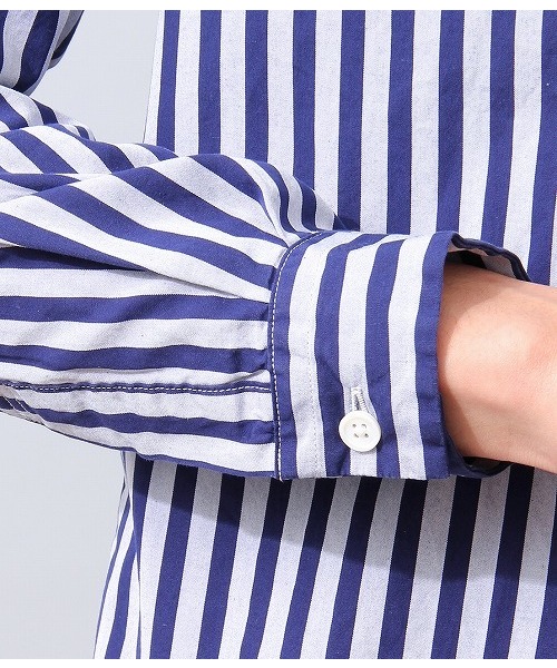 ADAM ET ROPE'（アダムエロペ）の「バイオウォッシュ　ストライプシャツ（シャツ/ブラウス・メンズ・ブラック/ネイビー/ブルー系その他・MEDIUM/LARGE）」の11枚目の写真