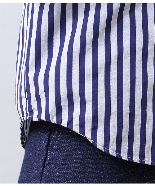 ADAM ET ROPE'（アダムエロペ）の「バイオウォッシュ　ストライプシャツ（シャツ/ブラウス・メンズ・ブラック/ネイビー/ブルー系その他・MEDIUM/LARGE）」の12枚目の写真