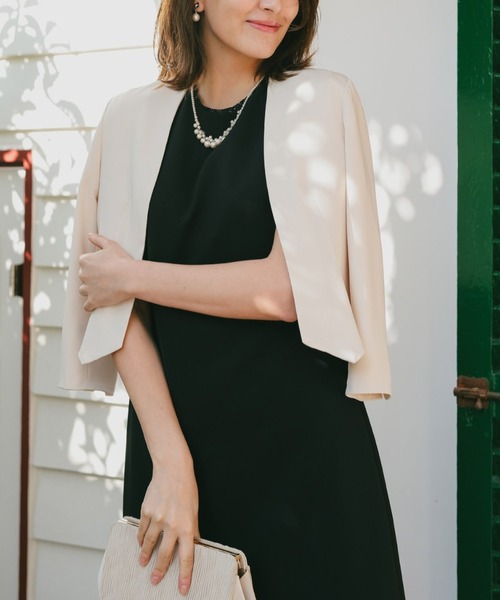 Dorry Doll（ドリードール）の「ノーカラー美ラインジャケット（ノーカラージャケット・レディース・ブラック/ベージュ/グレイッシュベージュ/モカ/アイボリー・38/40）」の11枚目の写真