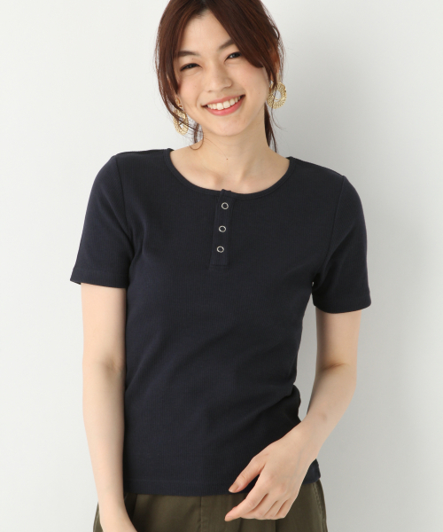 GLOBAL WORK(グローバルワーク)の「リブクルーヘンリープルオーバー/839928(Tシャツ/カットソー・レディース・ネイビー/ホワイト/ワインレッド/オレンジ系その他・LARGE/MEDIUM)」の2枚目の写真