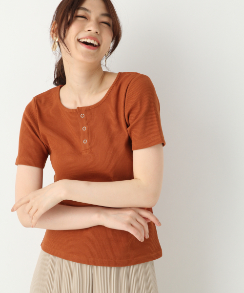 GLOBAL WORK(グローバルワーク)の「リブクルーヘンリープルオーバー/839928(Tシャツ/カットソー・レディース・ネイビー/ホワイト/ワインレッド/オレンジ系その他・LARGE/MEDIUM)」の4枚目の写真