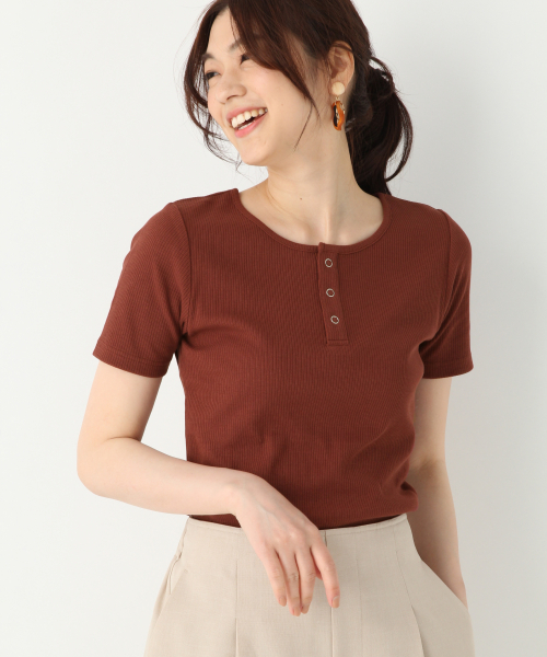 GLOBAL WORK(グローバルワーク)の「リブクルーヘンリープルオーバー/839928(Tシャツ/カットソー・レディース・ネイビー/ホワイト/ワインレッド/オレンジ系その他・LARGE/MEDIUM)」の3枚目の写真