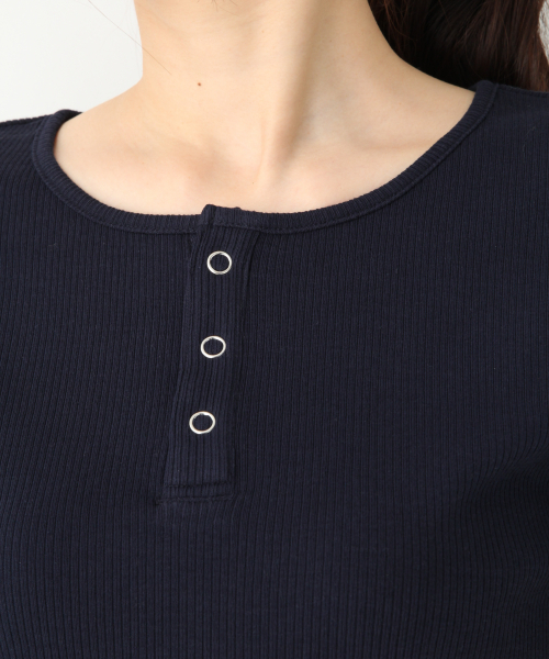 GLOBAL WORK(グローバルワーク)の「リブクルーヘンリープルオーバー/839928(Tシャツ/カットソー・レディース・ネイビー/ホワイト/ワインレッド/オレンジ系その他・LARGE/MEDIUM)」の11枚目の写真