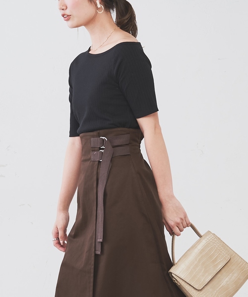 natural couture（ナチュラルクチュール）の「オフショルワイドリブT（Tシャツ/カットソー・レディース・アイボリー/ブラック/サックスブルー/ボルドー・FREE）」の10枚目の写真