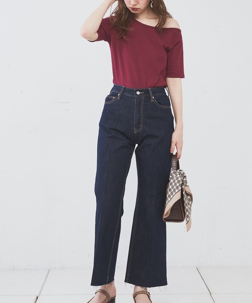 natural couture（ナチュラルクチュール）の「オフショルワイドリブT（Tシャツ/カットソー・レディース・アイボリー/ブラック/サックスブルー/ボルドー・FREE）」の14枚目の写真