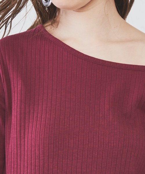 natural couture（ナチュラルクチュール）の「オフショルワイドリブT（Tシャツ/カットソー・レディース・アイボリー/ブラック/サックスブルー/ボルドー・FREE）」の20枚目の写真