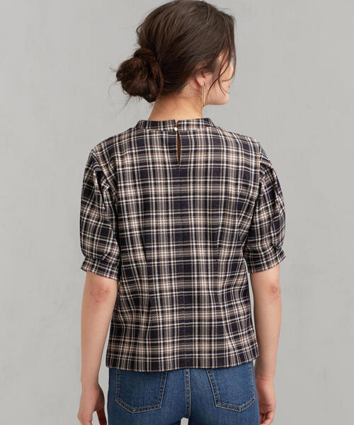 green label relaxing(グリーンレーベルリラクシング)の「FFC チェック ジャカード スタンドネック プルオーバー カットソー(Tシャツ/カットソー・レディース・ネイビー/レッド・FREE)」の14枚目の写真