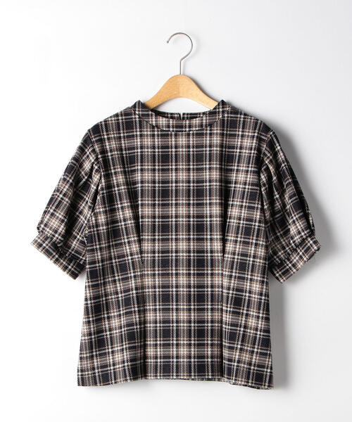 green label relaxing(グリーンレーベルリラクシング)の「FFC チェック ジャカード スタンドネック プルオーバー カットソー(Tシャツ/カットソー・レディース・ネイビー/レッド・FREE)」の17枚目の写真