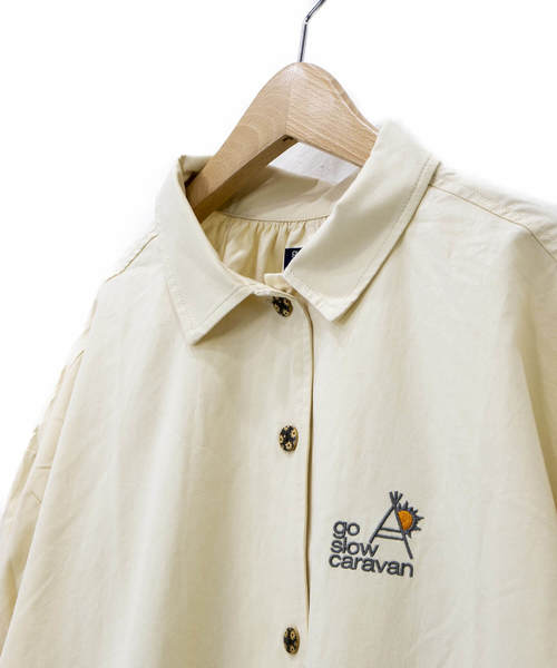 go slow caravan(ゴースローキャラバン)の「ツイルロングシャツジャケット(シャツワンピース・レディース・ホワイト/カーキ/ブラウン・FREE)」の5枚目の写真
