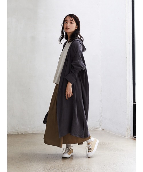 CRAFT STANDARD BOUTIQUE(クラフトスタンダードブティック)の「ガーゼフード付ガウンコート*(その他アウター)」|チャコールグレー