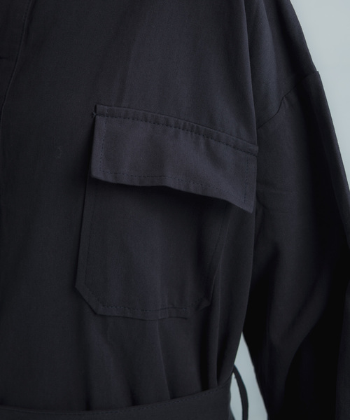 Libra Cue(リブラ キュー)の「Libra バンドカラーワークシャツワンピース(シャツワンピース・レディース・ブラック/ネイビー・FREE)」の13枚目の写真