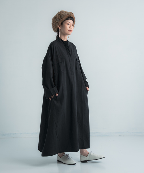 Libra Cue(リブラ キュー)の「Libra バンドカラーワークシャツワンピース(シャツワンピース・レディース・ブラック/ネイビー・FREE)」の14枚目の写真