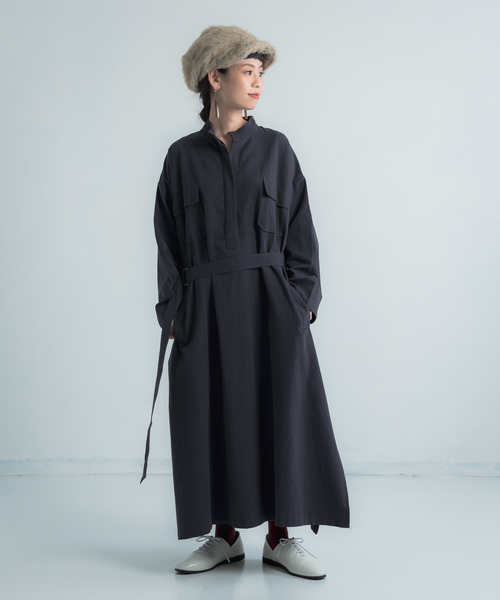 Libra Cue(リブラ キュー)の「Libra バンドカラーワークシャツワンピース(シャツワンピース・レディース・ブラック/ネイビー・FREE)」の20枚目の写真