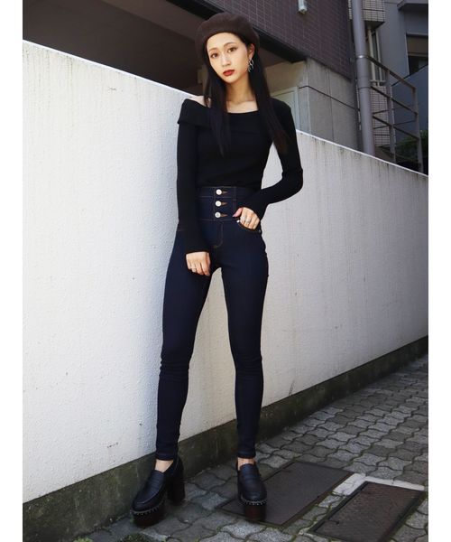 EMODA(エモダ)の「【ELDER】NUDEハイウエストデニム(デニムパンツ・レディース・ブラック/インディゴブルー/その他1・SMALL/X-SMALL/MEDIUM)」の4枚目の写真