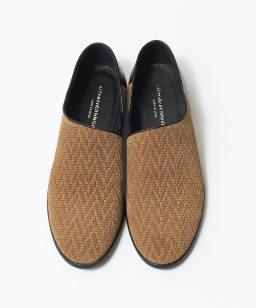 alfredoBANNISTER（アルフレッドバニスター）の「メッシュゴアレザースリッポン（スリッポン・メンズ・ベージュ/ブラック系その他・44/40/39/41/42/43）」の3枚目の写真