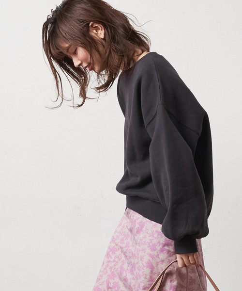 natural couture(ナチュラルクチュール)の「シンプルクルーネック裏起毛裏毛プルオーバー(スウェット・レディース・ベージュ/アイボリー/ミント/スミクロ・FREE)」の3枚目の写真