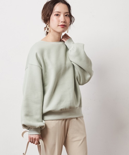 natural couture(ナチュラルクチュール)の「シンプルクルーネック裏起毛裏毛プルオーバー(スウェット)」|ミント