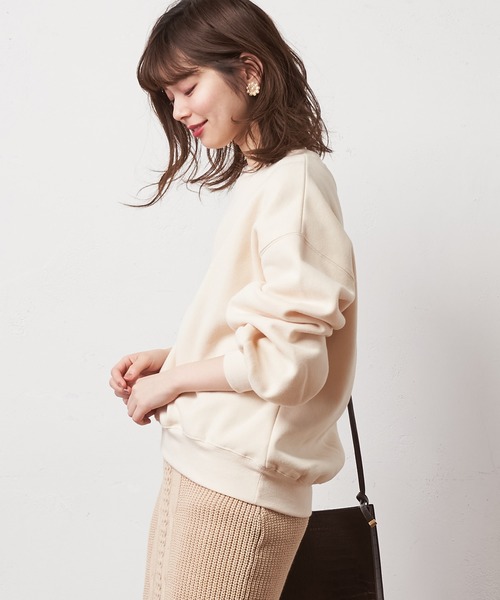 natural couture(ナチュラルクチュール)の「シンプルクルーネック裏起毛裏毛プルオーバー(スウェット・レディース・ベージュ/アイボリー/ミント/スミクロ・FREE)」の7枚目の写真