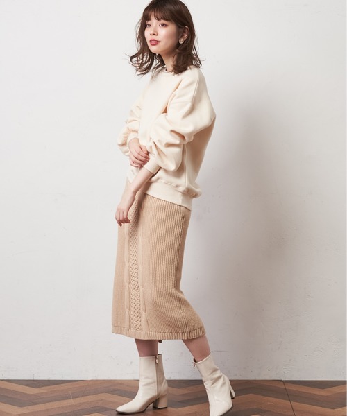 natural couture(ナチュラルクチュール)の「シンプルクルーネック裏起毛裏毛プルオーバー(スウェット・レディース・ベージュ/アイボリー/ミント/スミクロ・FREE)」の5枚目の写真