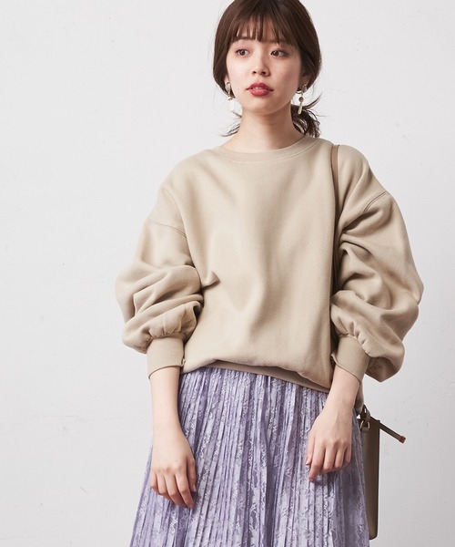 natural couture(ナチュラルクチュール)の「シンプルクルーネック裏起毛裏毛プルオーバー(スウェット・レディース・ベージュ/アイボリー/ミント/スミクロ・FREE)」の12枚目の写真